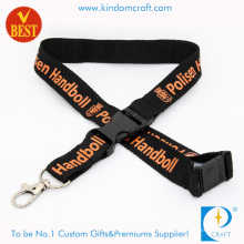 Großhandel schwarze flache Polyeater Lanyard für Promotion (LN-0201)